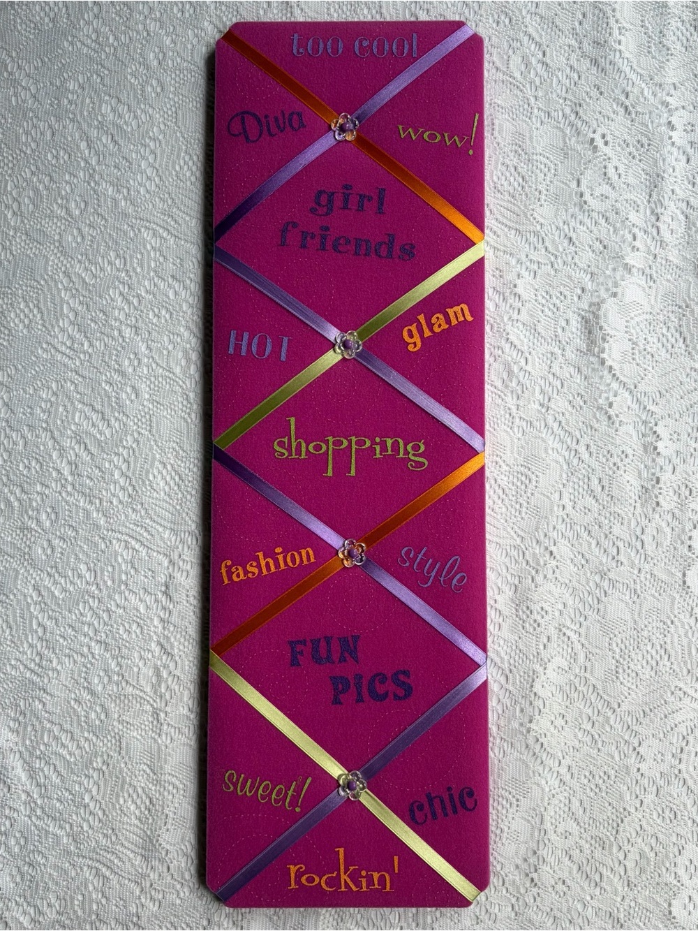 Vintage Y2K Vue2 Pink / Purple Girly French Memo Board Photo Holder Room Decor